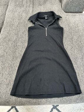 Forever 21 Black Sleeveless Polo Zip Mini Dress